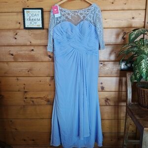 JJ's House NWT Lilac Pleated‎ Chiffon Illusion Lace Formal Dress 114233 Plus 18